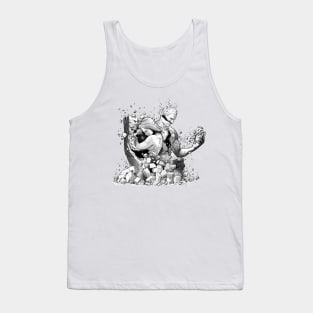 Remove themed woman and man sculpture illustration.Impossible love and broken heart. Tank Top